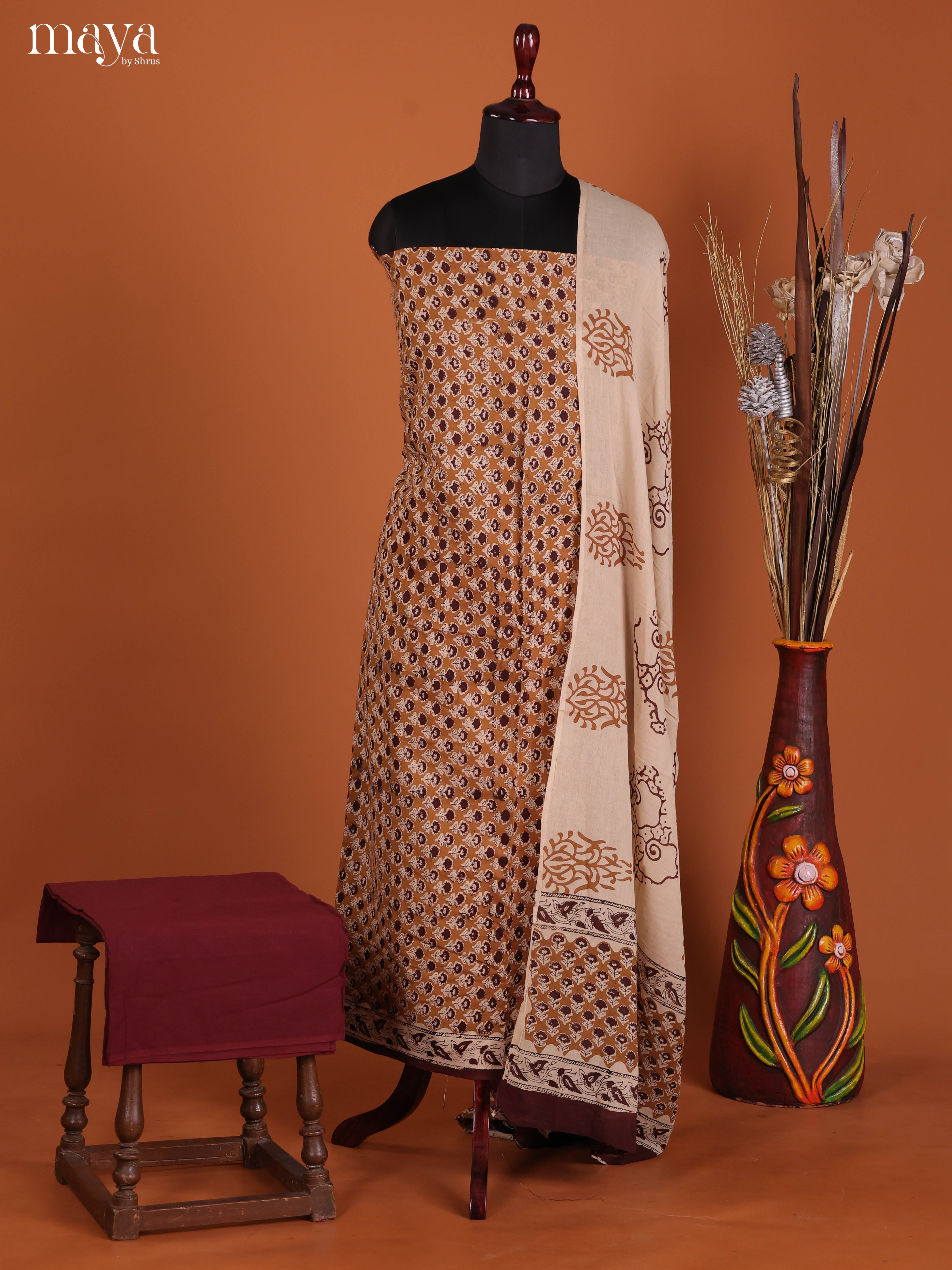 Mustard & Brown-Cotton salwar