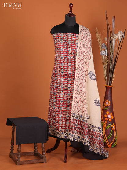 Red & Black-Cotton salwar