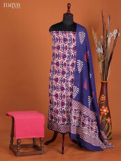 Blue & Pink-Cotton salwar