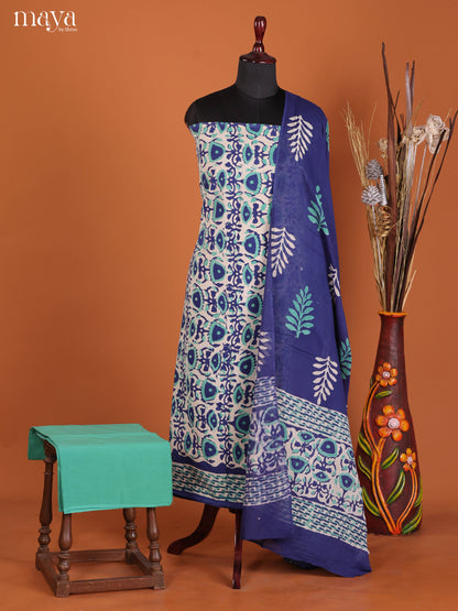 Blue & Green-Cotton salwar