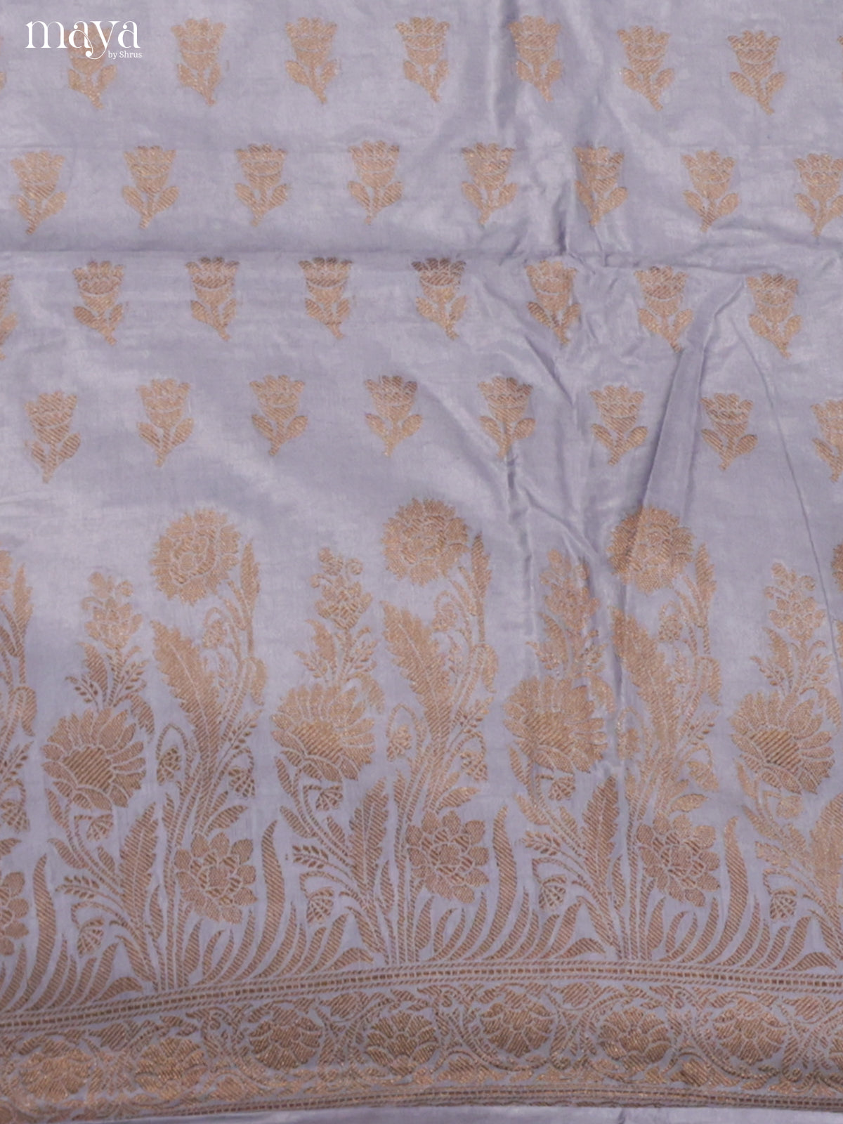 Pretty Grey Semi Tussar Salwar Suit Material With Zari Buttas