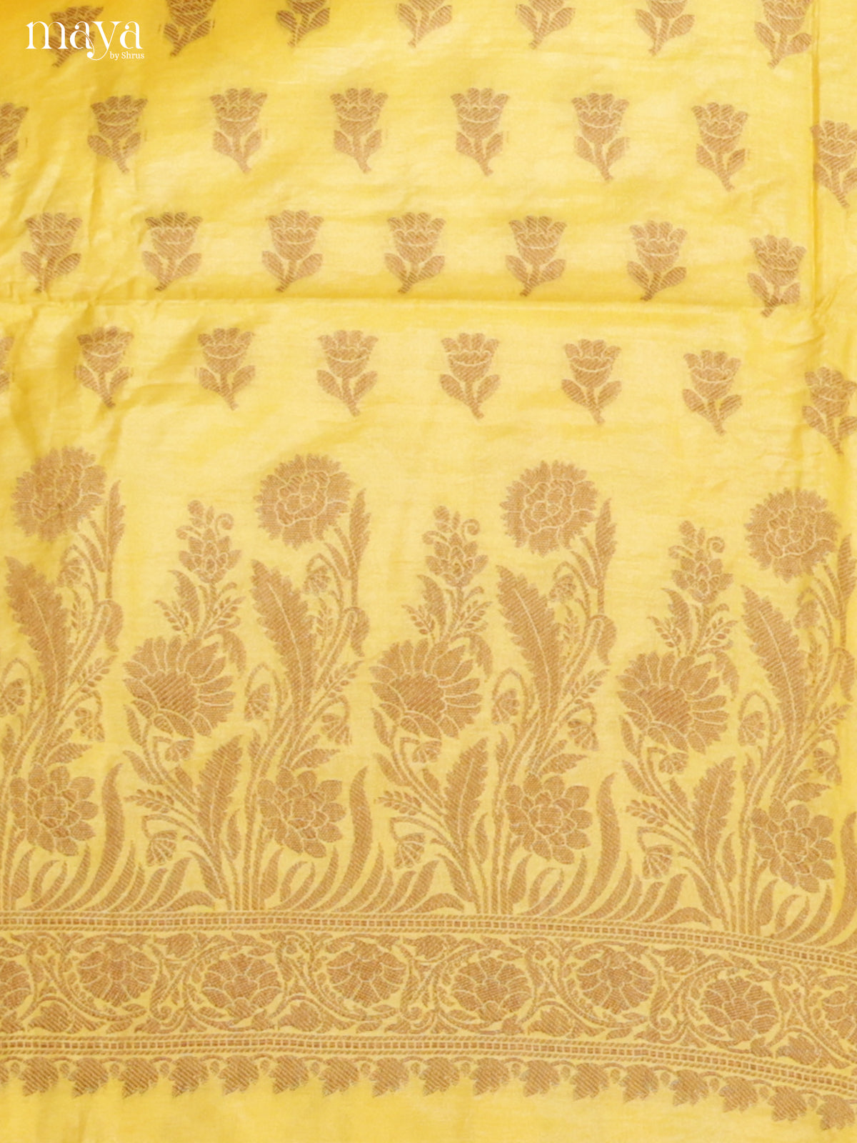 Vibrant Yellow Semi Tussar Salwar Suit Material With Zari Buttas