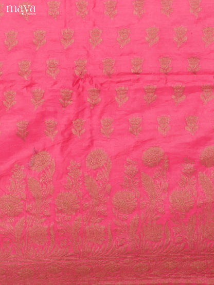 Charming Dark Pink Semi Tussar Salwar Suit Material With Zari Buttas