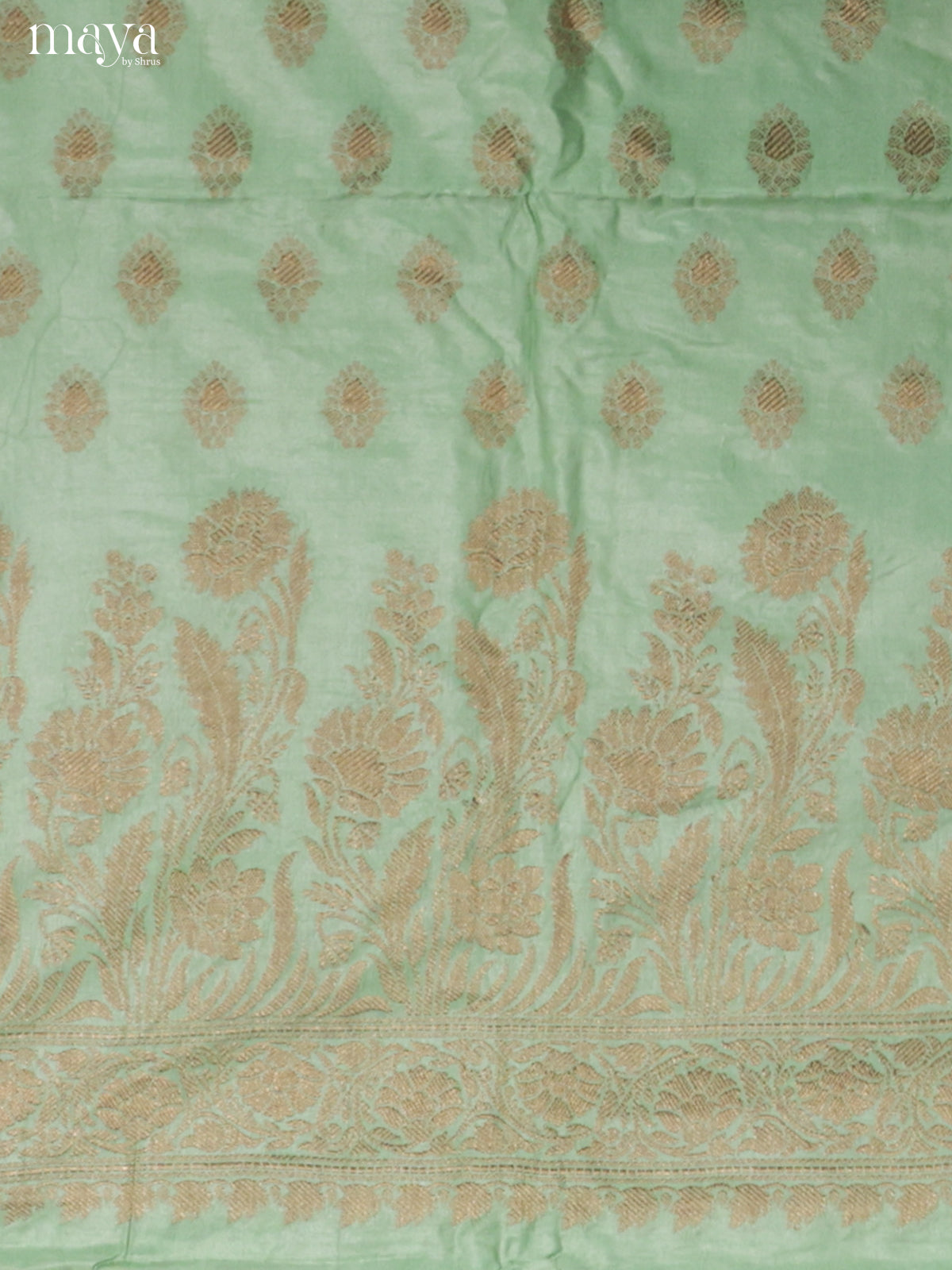 Rich Light Green Semi Tussar Salwar Set Material With Floral Buttas