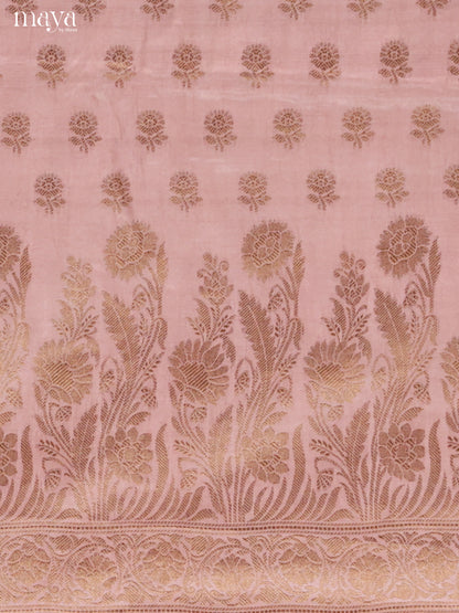 Classy Dusty Brown Semi Tussar Salwar Set Material With Floral Buttas