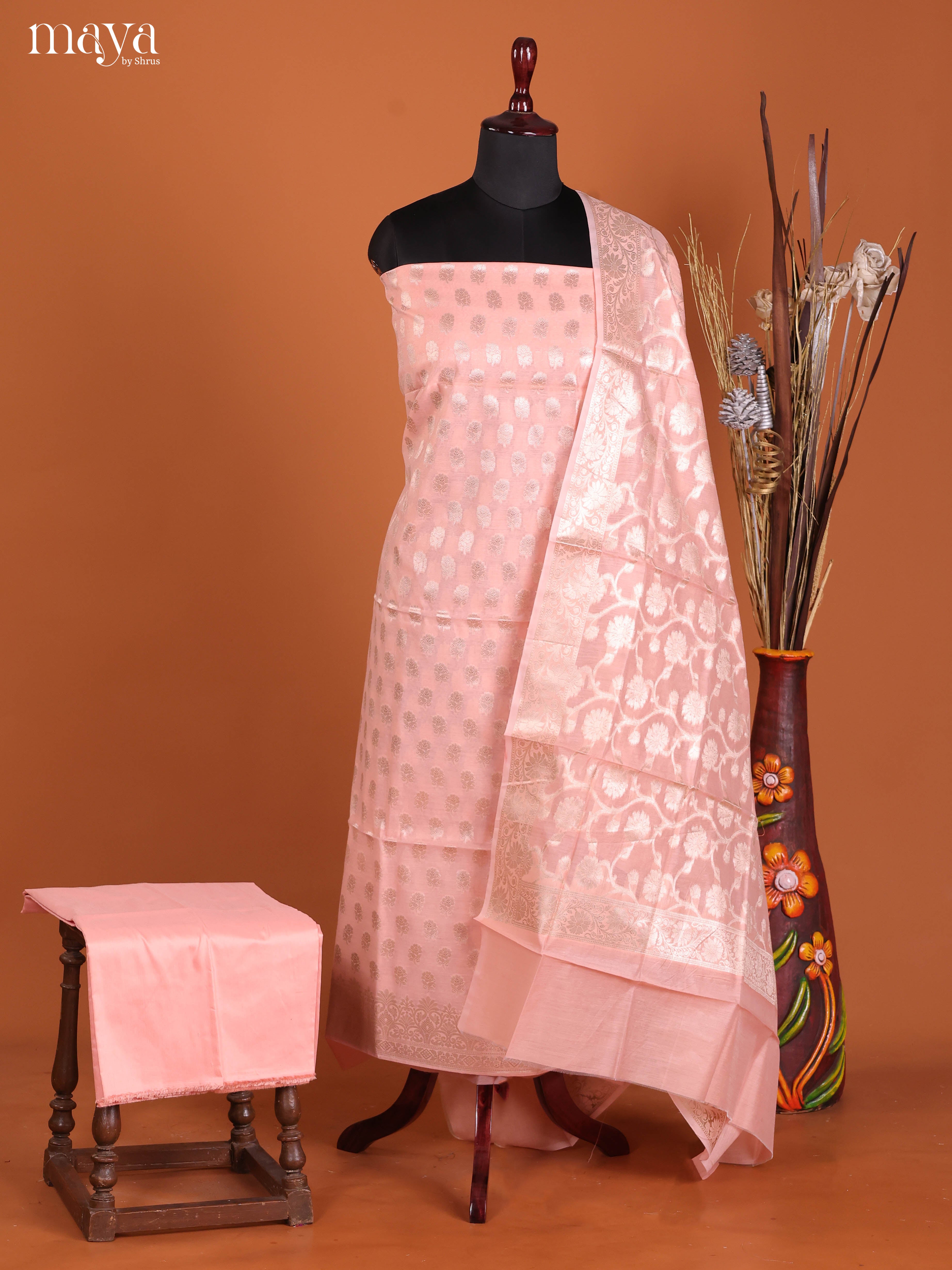 MDJ25083-Semi Tussar Salwar Unstitch