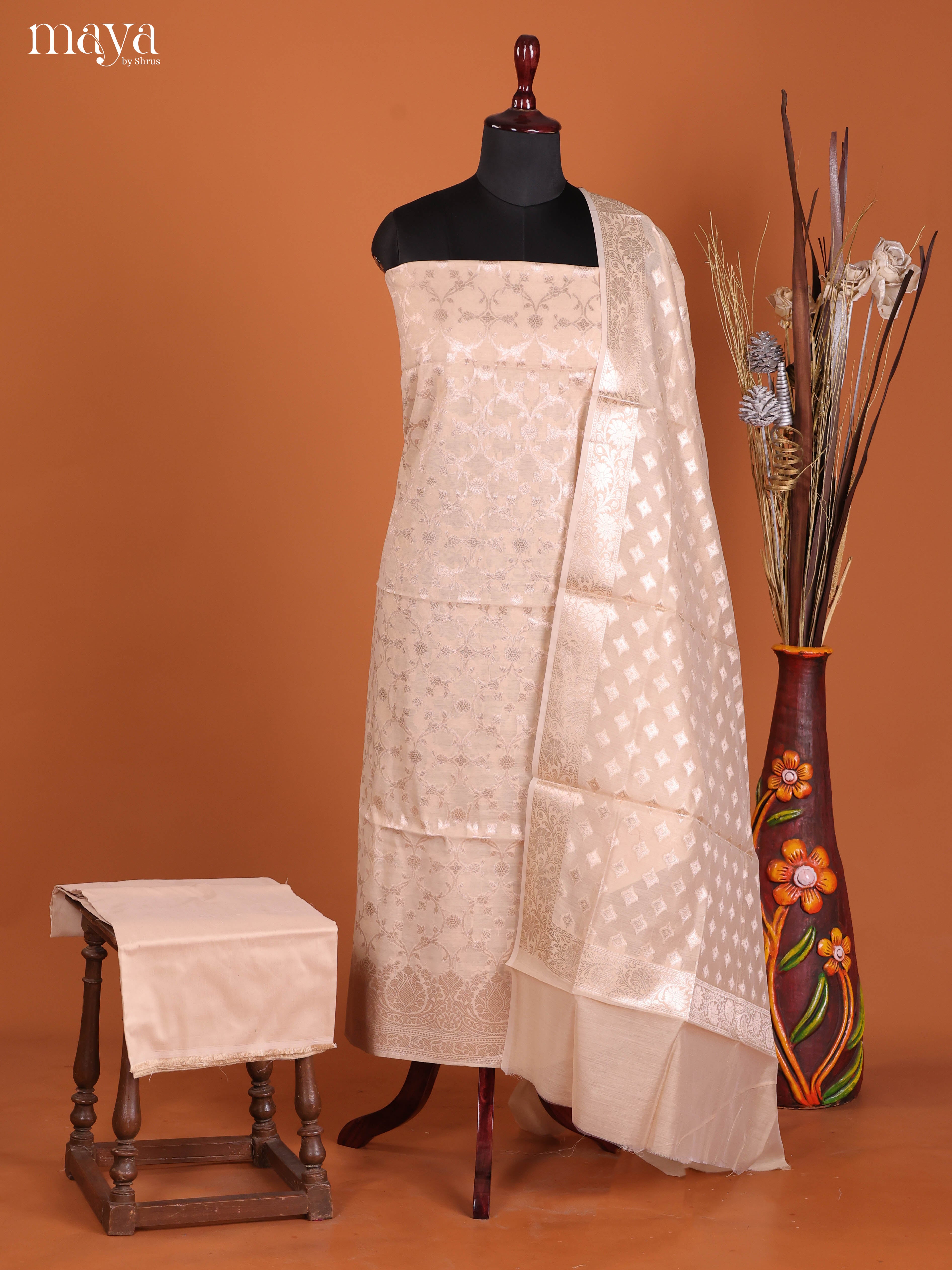 MDJ25090-Semi Tussar Salwar Unstitch