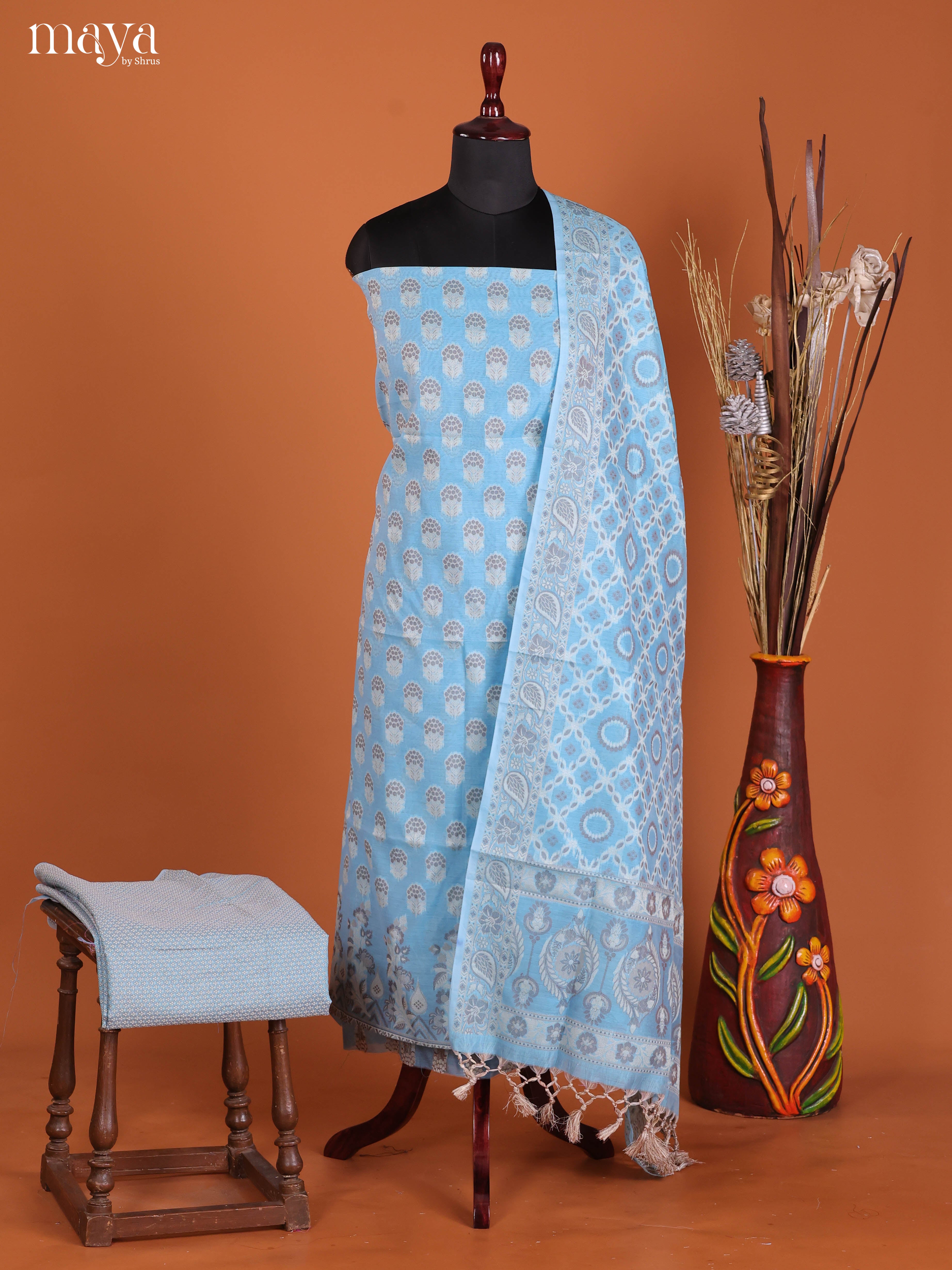 MDJ25097-Semi Tussar Salwar Unstitch