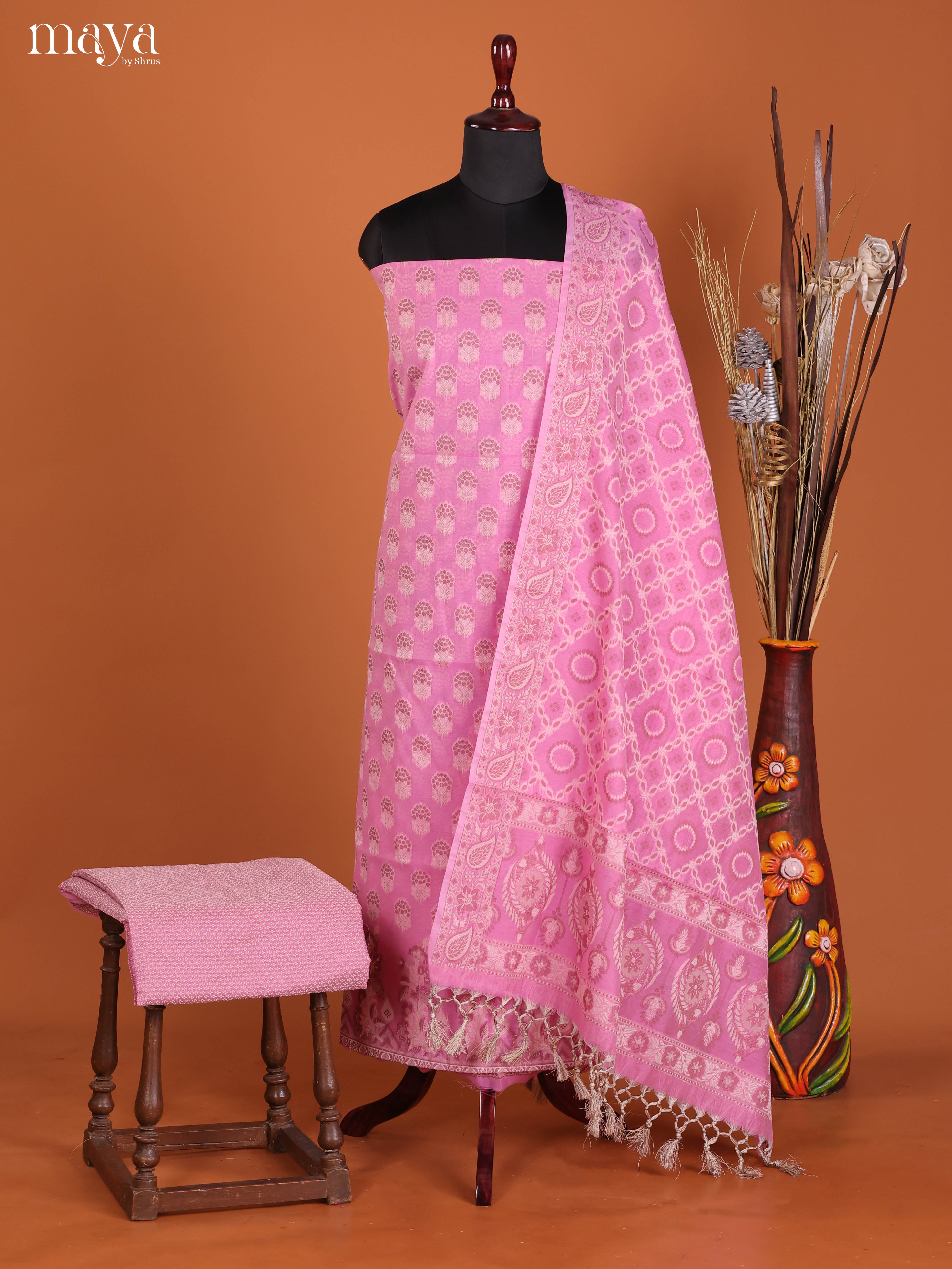 MDJ25102-Semi Tussar Salwar Unstitch