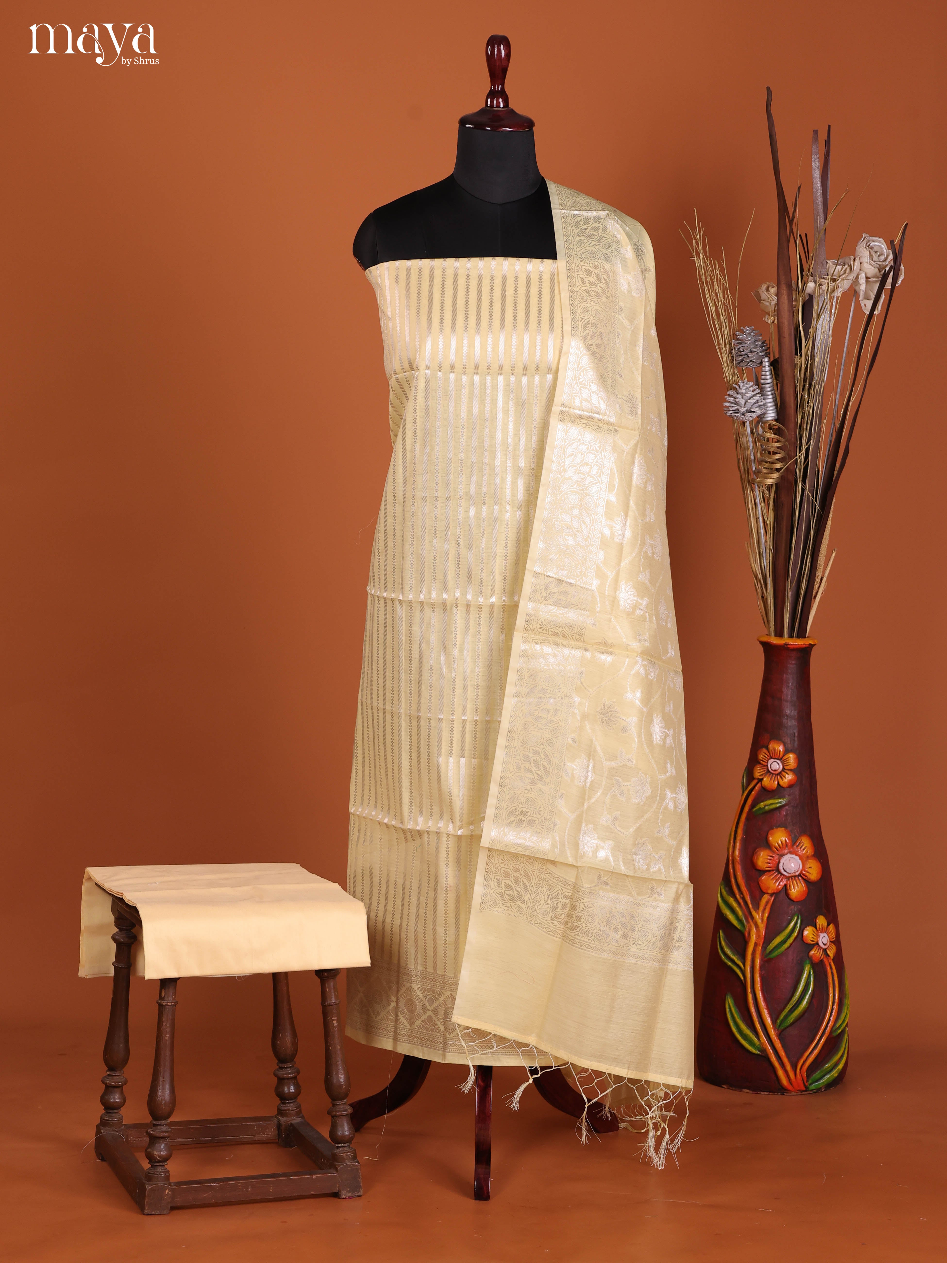 MDJ25107-Semi Tussar Salwar Unstitch