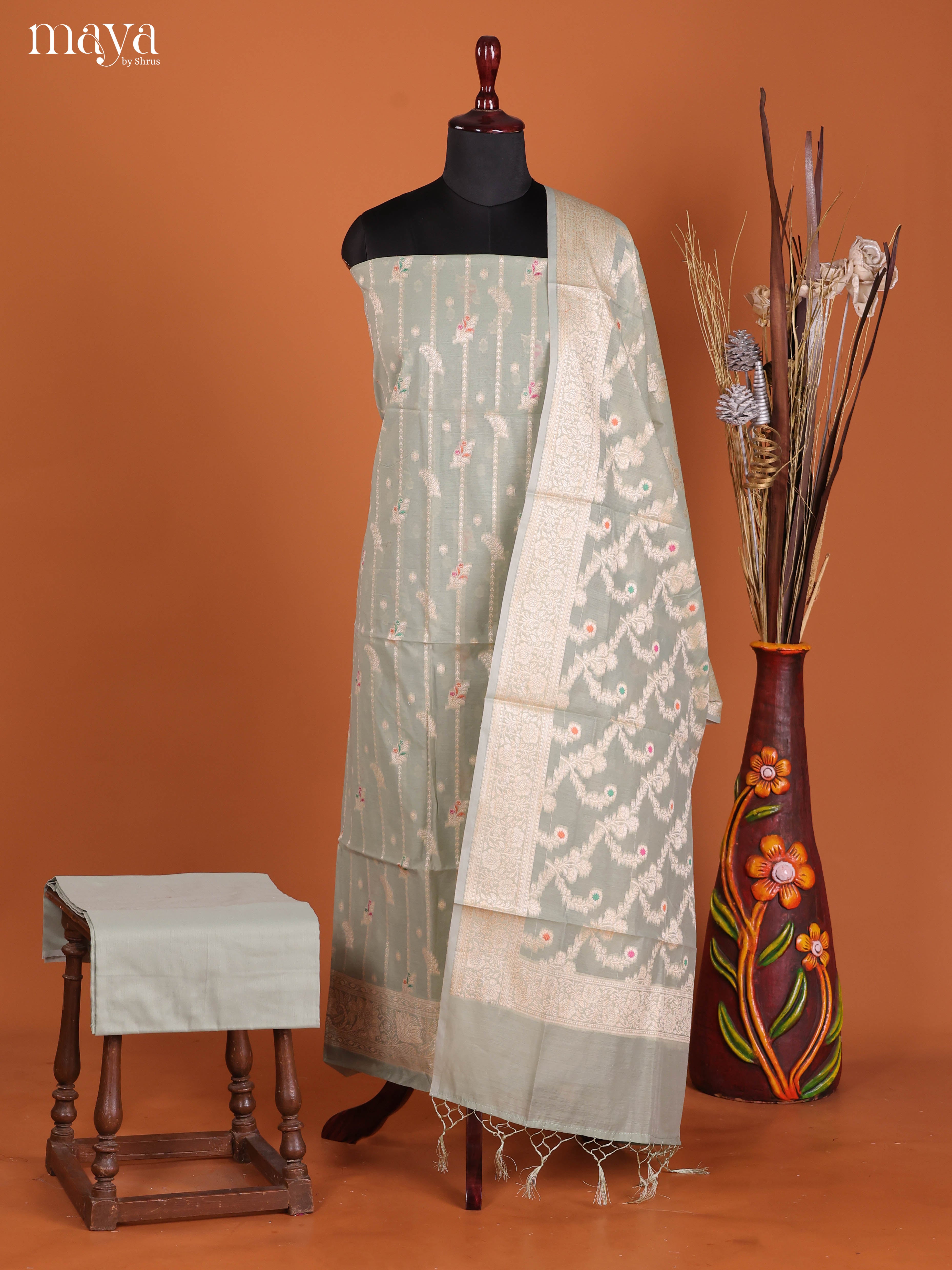 MDJ25111-Semi Tussar Salwar Unstitch