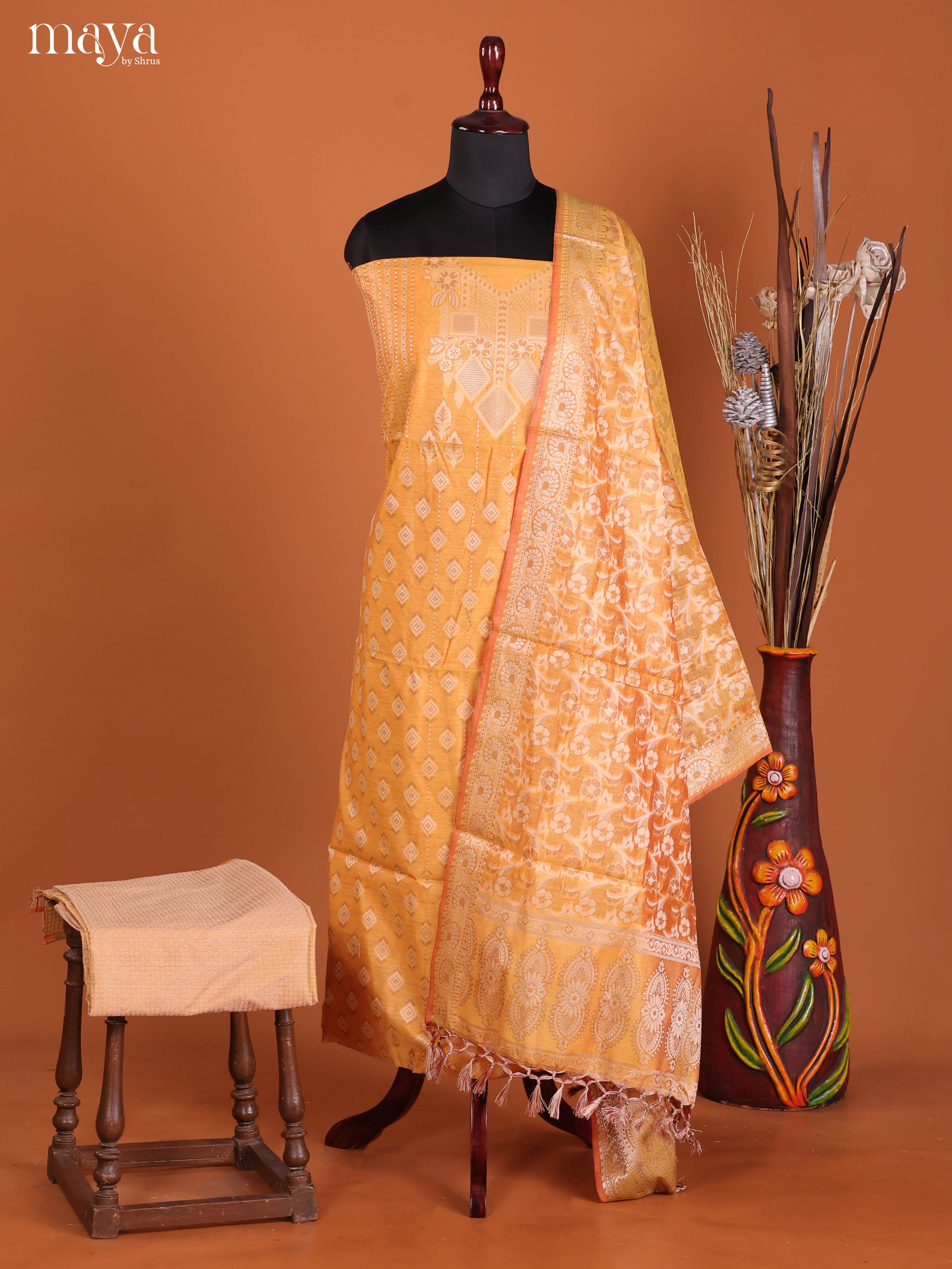 MDJ25115-Semi Tussar Salwar Unstitch