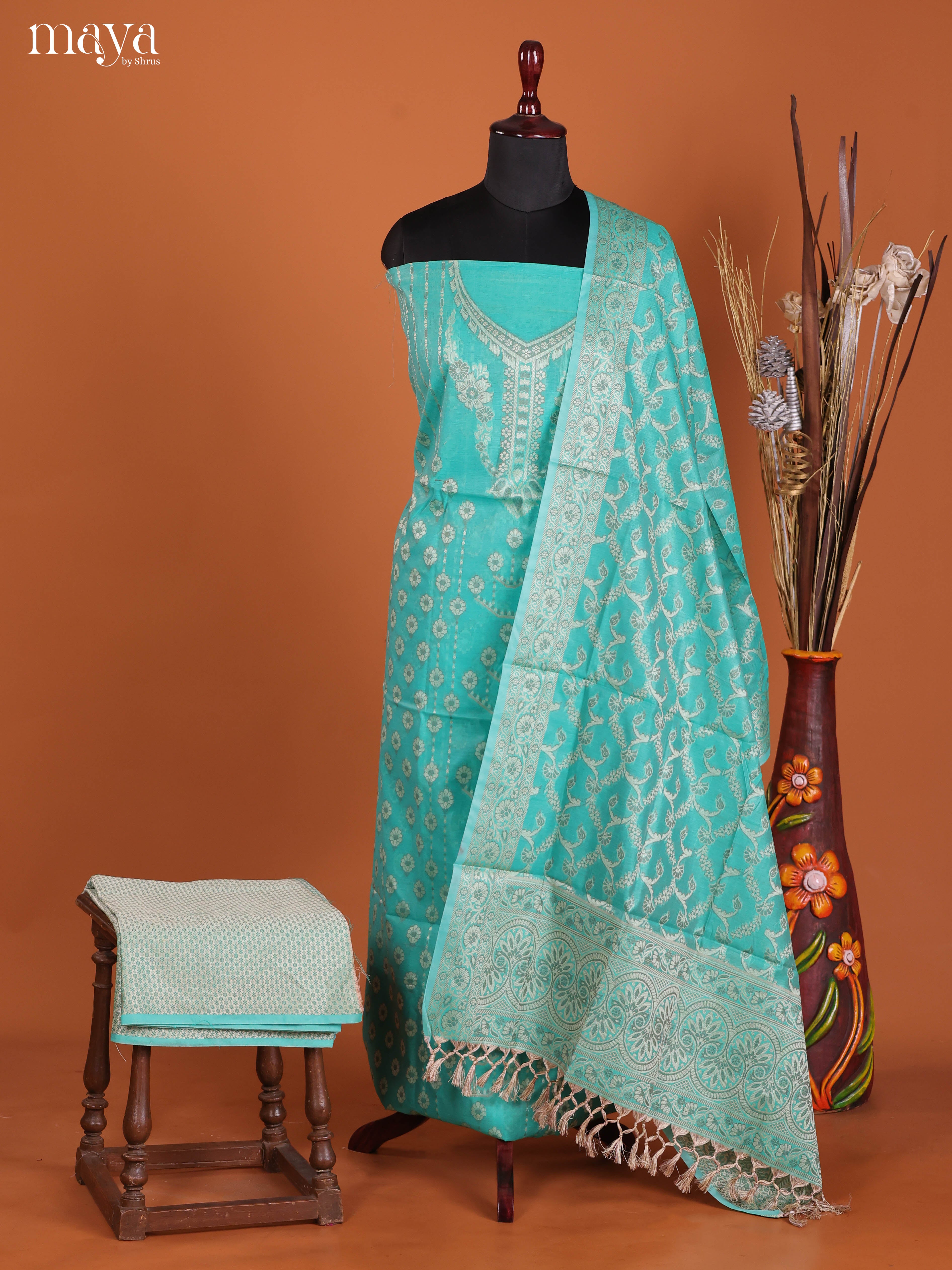 MDJ25126-Semi Tussar Salwar Unstitch