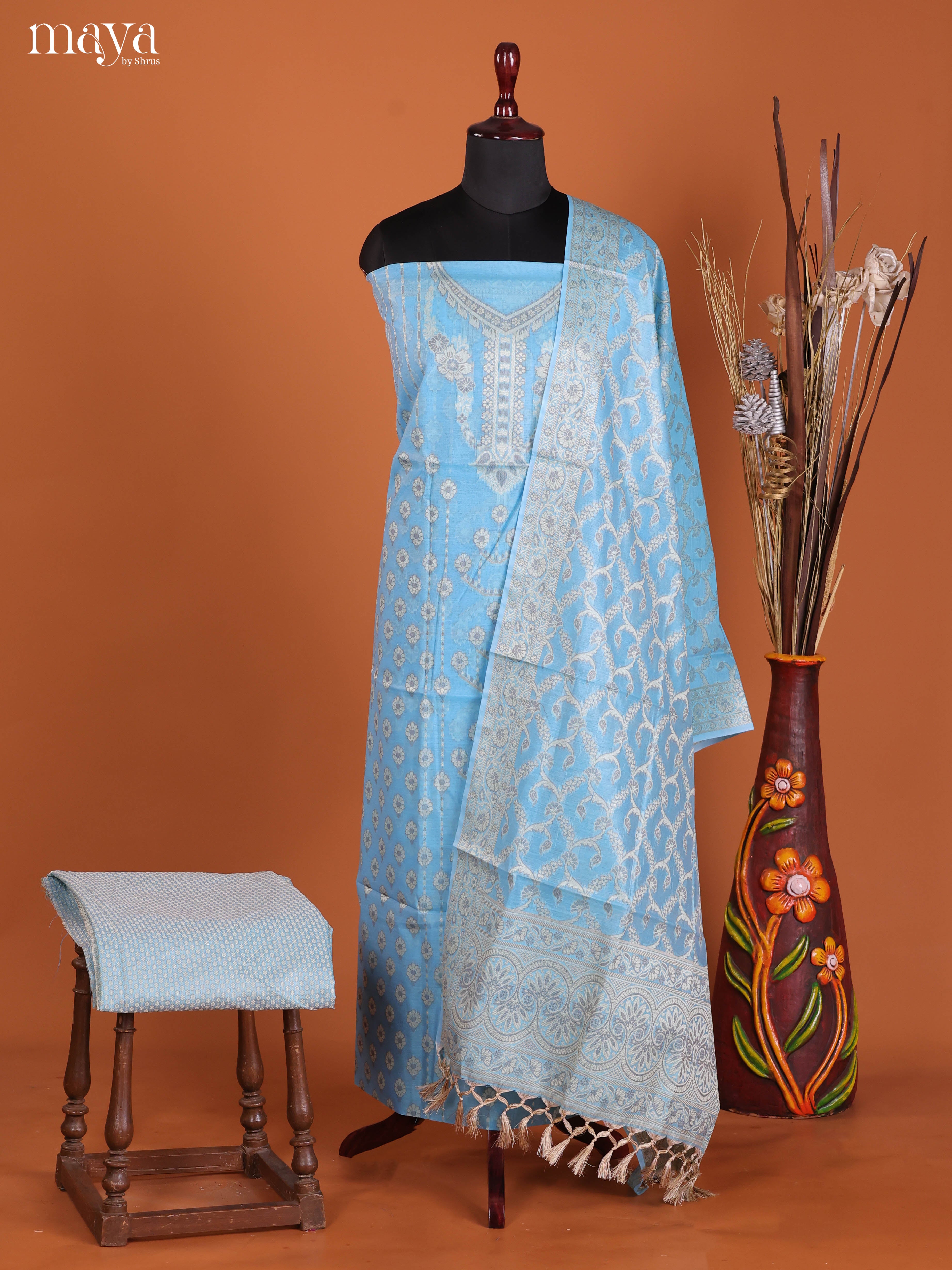 MDJ25129-Semi Tussar Salwar Unstitch