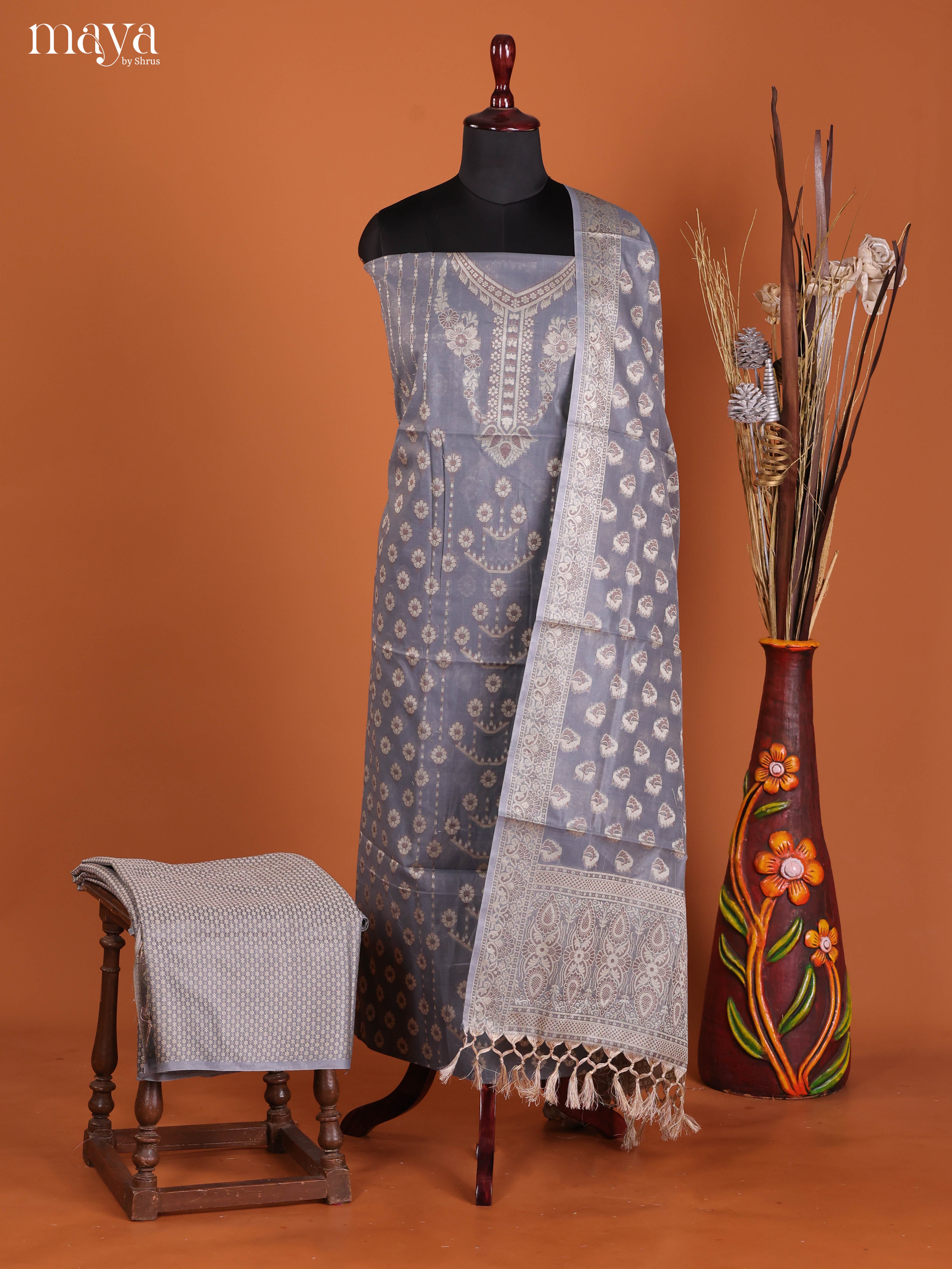 MDJ25133-Semi Tussar Salwar Unstitch