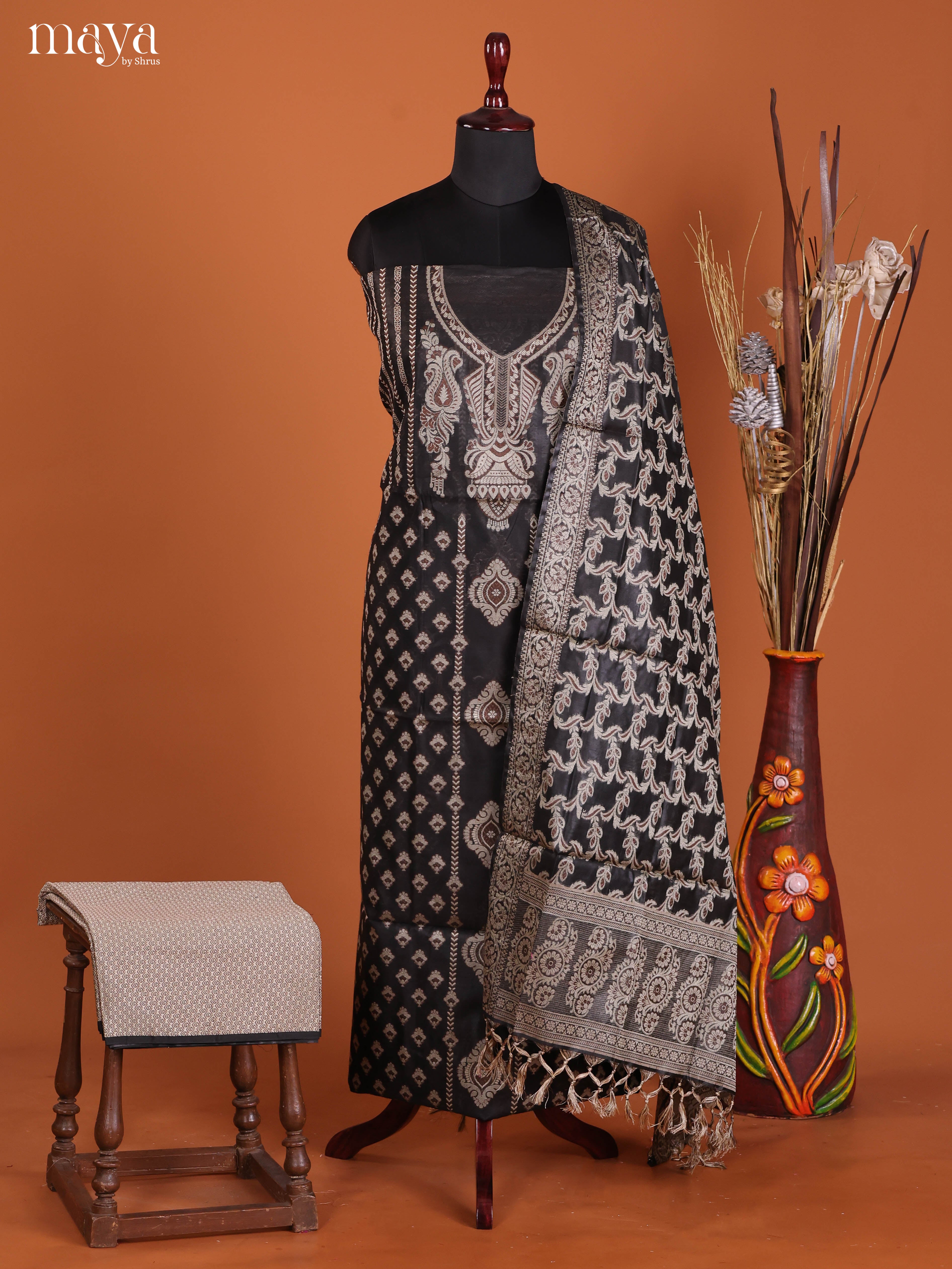 MDJ25135-Semi Tussar Salwar Unstitch