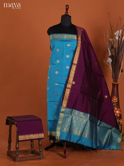 Blue & Violet -semi softsilk salwar Unstitch