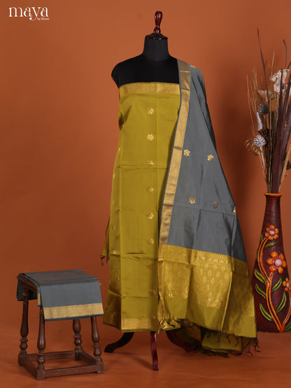 Green & Grey-semi softsilk salwar Unstitch
