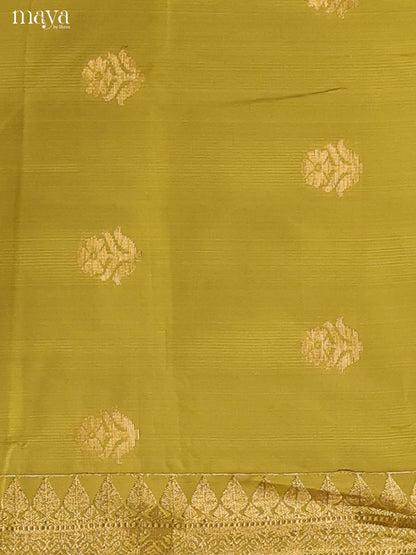 Olive Green & Maroon-semi softsilk salwar Unstitch