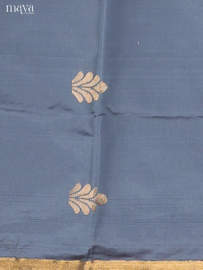 Grey & Red-semi softsilk salwar Unstitch