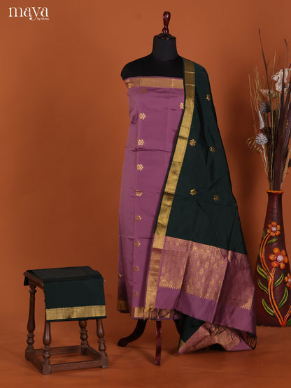 Lilac & Green-semi softsilk salwar Unstitch