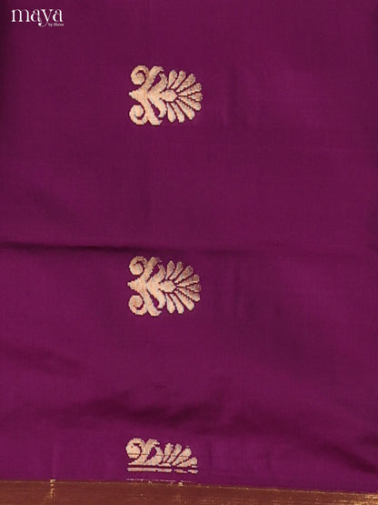 Violet & Green-semi softsilk salwar Unstitch