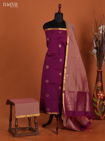 Purple & Brown-semi softsilk salwar Unstitch
