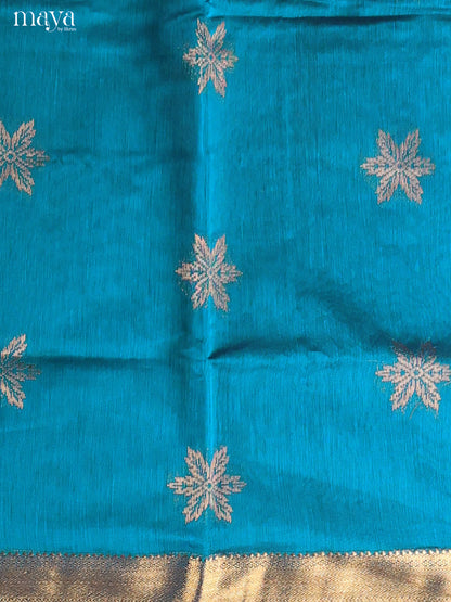 Blue & Golden Brown-Semi silkcotton salwar unstitch