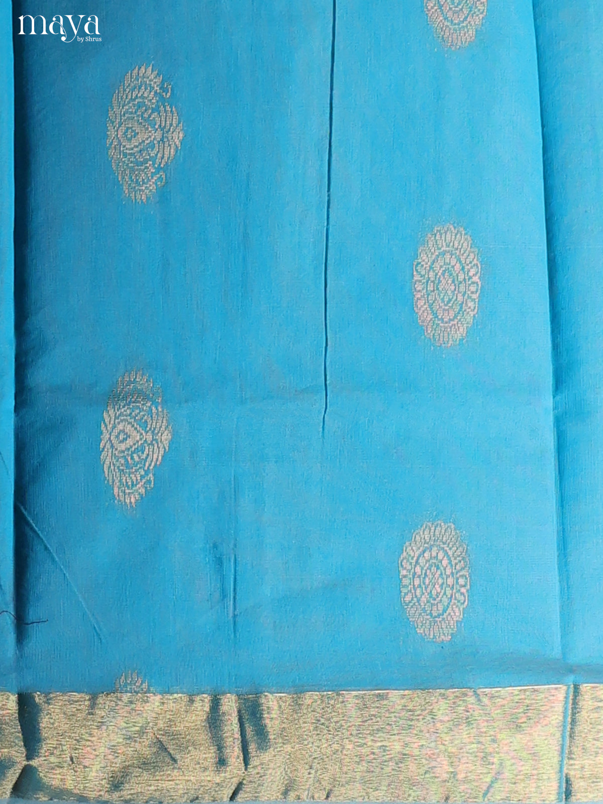 Blue & Brown-Semi silkcotton salwar unstitch