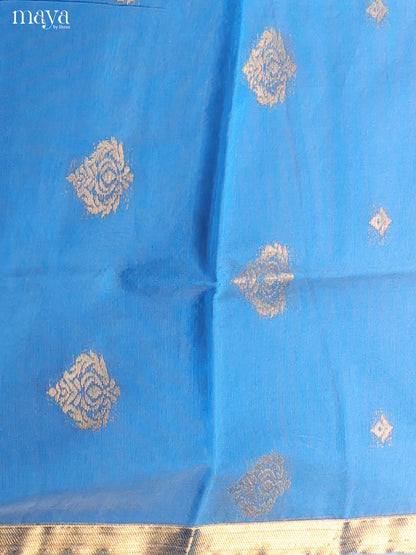 Blue & Yellow -Semi silkcotton salwar unstitch