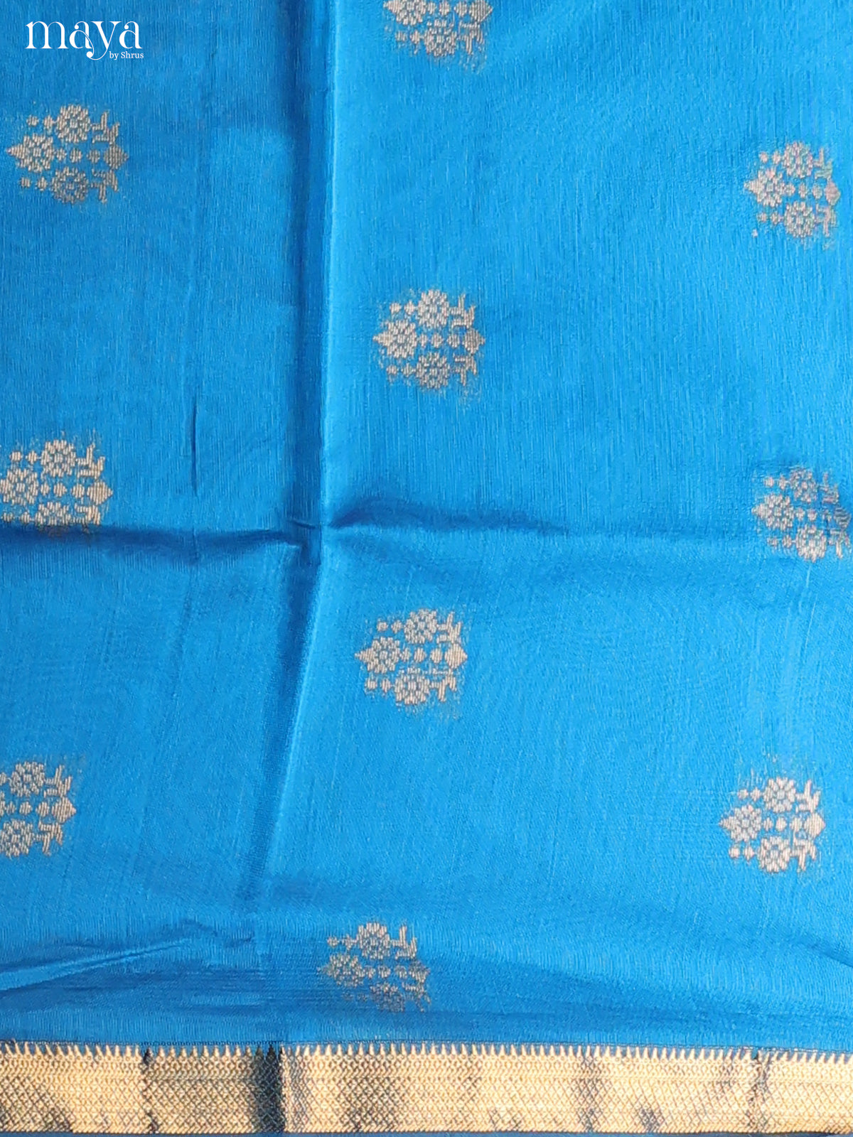 Blue & Brown-Semi silkcotton salwar unstitch