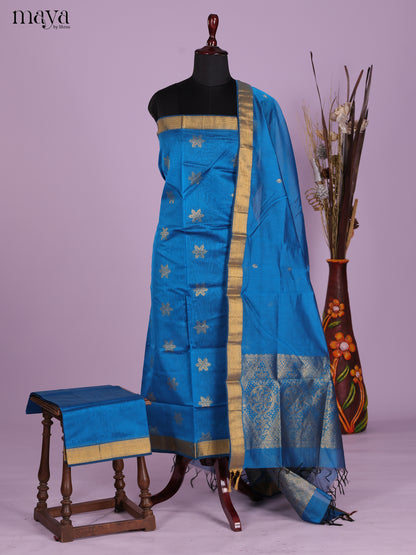 Blue -Semi silkcotton salwar unstitch