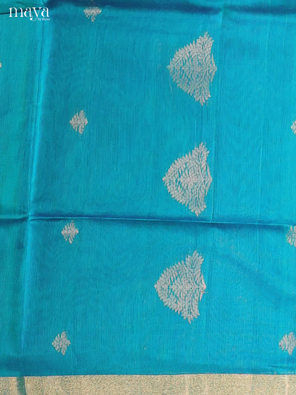 Blue & Mustard-Silkcotton salwar Unstitch