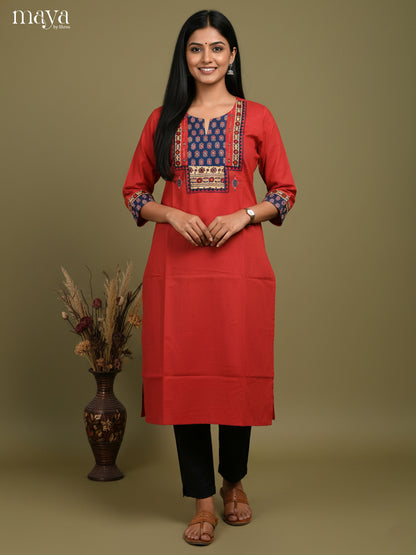 Red & Blue-Readymade Kurti
