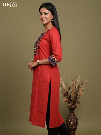 Red & Blue-Readymade Kurti