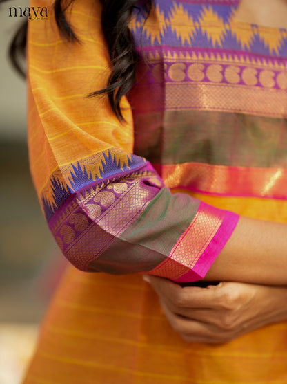 Graceful mustard & Double Shaded Green Chettinad Cotton straight Readymade Kurti with dupatta